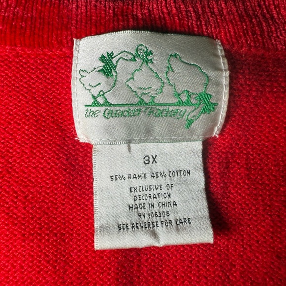 Quacker Factory Red V Neck Sweater Sequined Flag & Stars 3X Plus Beads Patriotic - Picture 9 of 9